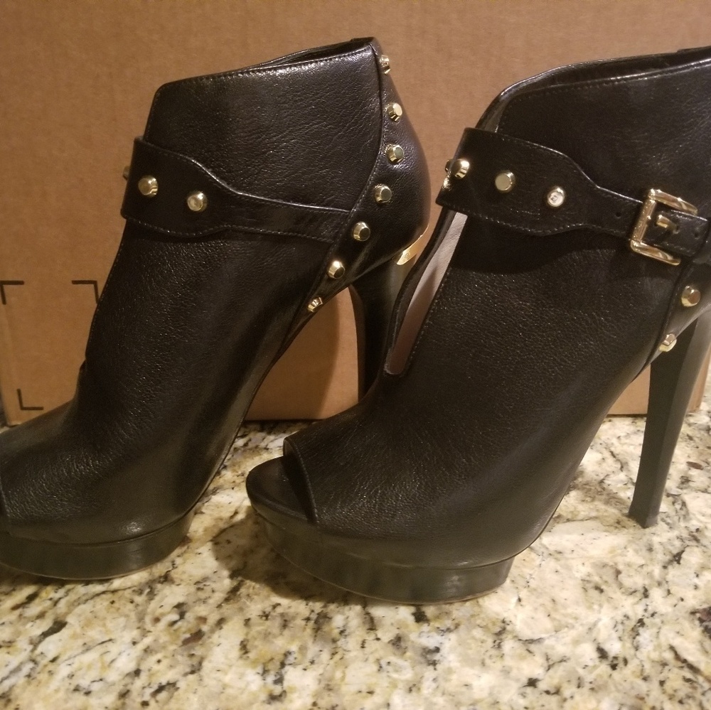 Michael Kors black leather booties